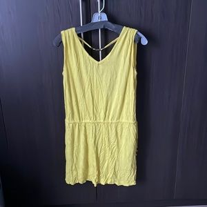 Yellow beach cover up with drawstrings